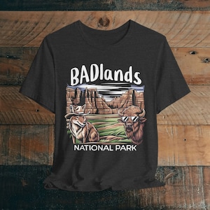 Bad Badlands National Park Unisex Fit Soft T-shirt Buffalo Coyote South Dakota Nature Outdoor Tee