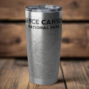 Bryce Canyon National Park Topographic Tumbler 20oz Real USGS Map Print Utah Outdoor Topo Nature Inspired Drinkware Coffee Tea On The Go