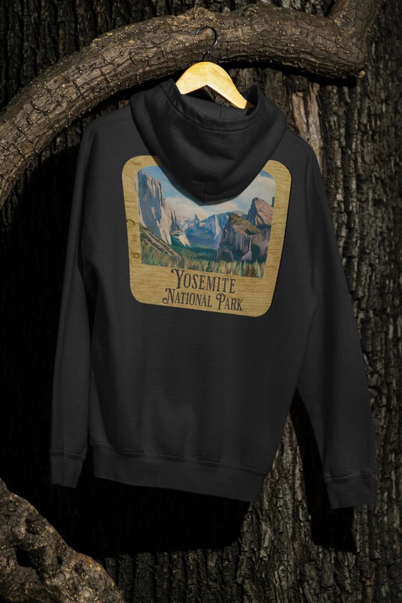 Yosemite National Park Fleece Hoodie Scenic Valley Art Wooden