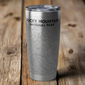 Rocky Mountain National Park Topographic Tumbler 20oz USGS Map Print Outdoor Nature Inspired Drinkware