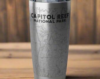 Capitol Reef National Park Topographic Insulated Tumbler 20oz Outdoor Nature Inspired Drinkware