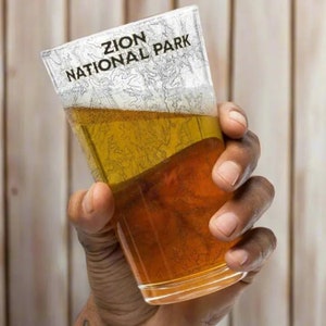 Zion National Park Topographic Pint Glass 16ozOutdoor Nature Beer Glass