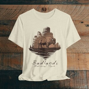 Badlands National Park Unisex Fit Soft T-shirt Roaming Buffalo Tee Outdoor Nature Inspired Tee