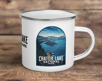 Crater Lake National Park Durable Enamel Camp Mug Outdoor Coffee Tea Cup Outdoorsy Camping Drinkware