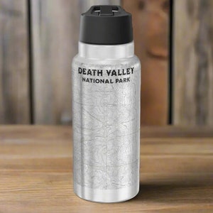 Death Valley Nationalpark Badwater Basin Topographisch Insulierte Wasserflasche Tumbler 32oz Outdoor Natur Inspiriertes Trinkgeschirr