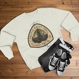 Pacific Crest National Scenic Trail Unisex-fit sweatshirt met ronde hals PCT-kaartlogo Mexico naar Canada buiten natuurkleding