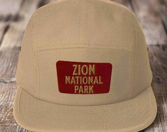 Zion National Park 5-Panel Hat - 5-Panel Hat - Adjustable Nylon Strap - Embroidered National Park Graphics - Soft-Structured Cap