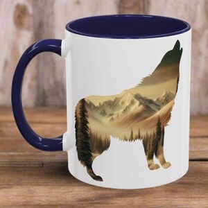 Denali National Park Wolf farbige Kaffeetasse 11 Unzen 15 Unzen Natur Tier Outdoor inspiriert Trinkgefäße Kaffee Tee