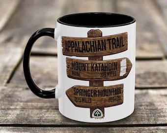 Appalachian Trail Accent Coffee Mug 11oz 15oz National Scenic AT Wood Mileage Sign Nature Inspired Drinkware Beer Cup