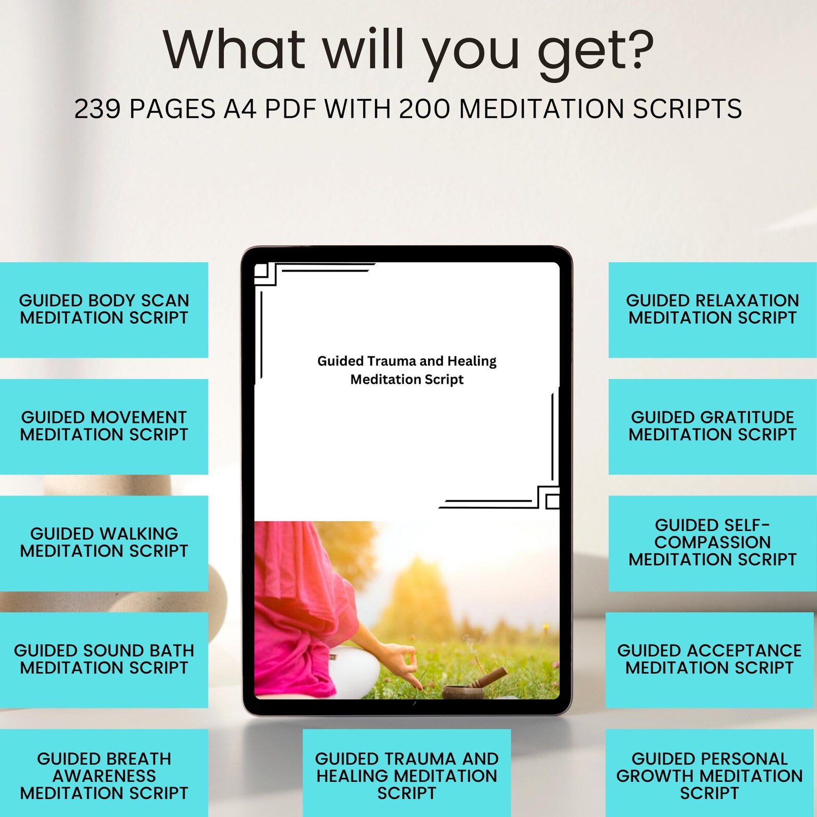 200 Guided Meditation Script Bundle, Mindfulness Tool for Personal or ...