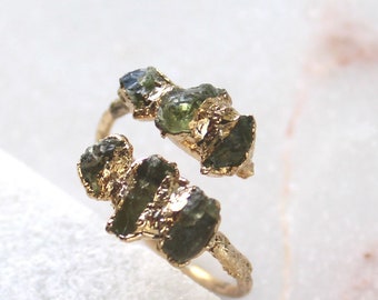 raw peridot ring, organic jewelry, electroformed, statement ring, cocktail ring, peridot ring, raw gemstone ring