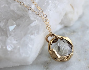 Raw sunstone necklace, Oregon sunstone, layering necklace, Raw stone jewelry, Gift for her