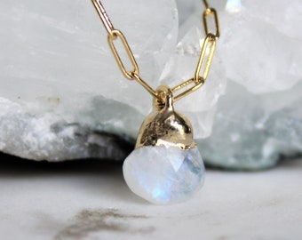 moonstone necklace, layering necklace, gold jewelry, june birthstone, gift for her