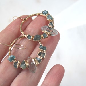 herkimer diamond earrings, raw crystal earrings, apatite earrings, post earrings, raw apatite, raw stone earrings image 2