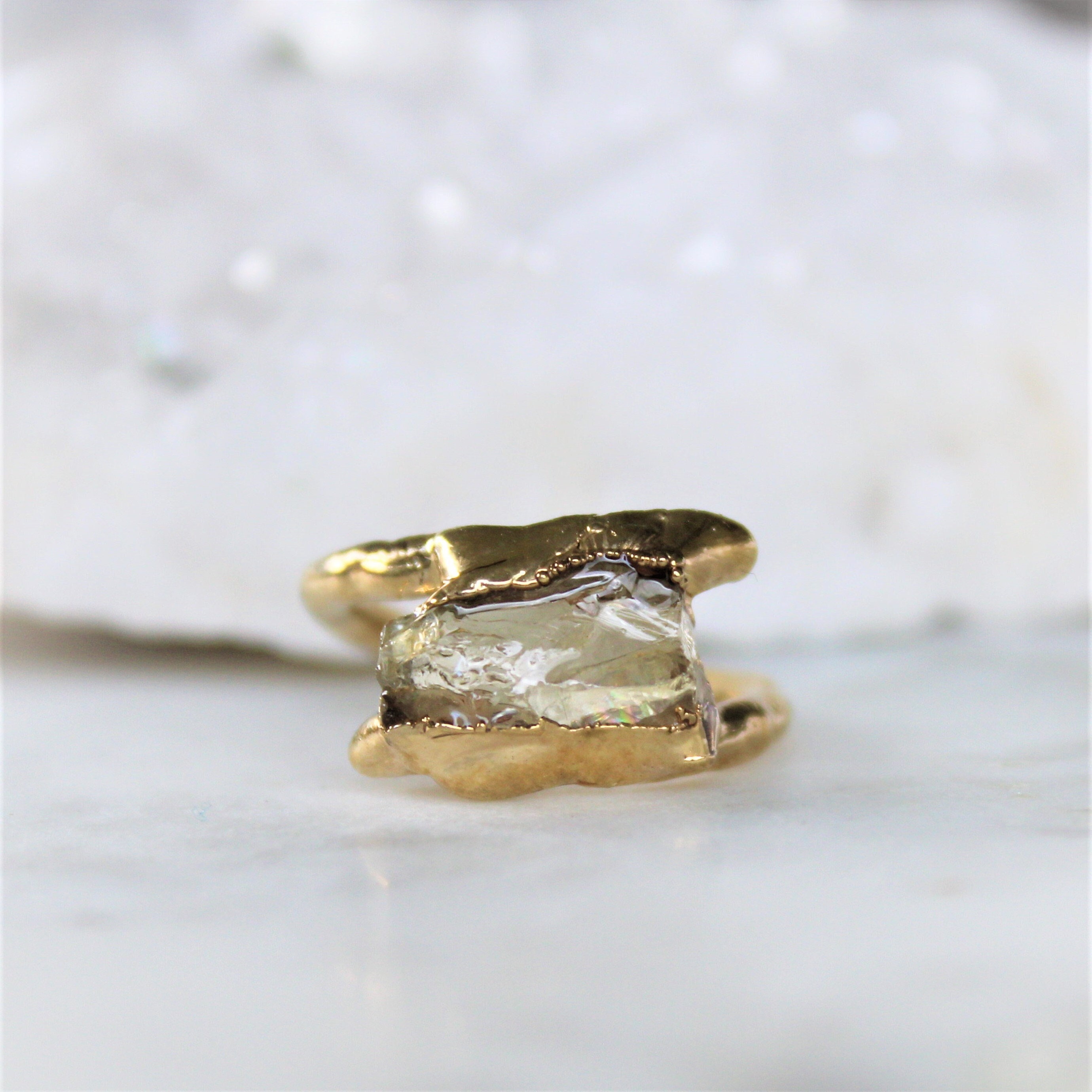sunstone ring, raw stone, rough sunstone, raw gemstone jewelry, gold ring, organic jewelry, gift for her
