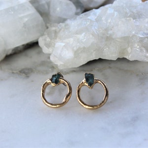 apatite earrings, raw gemstone jewelry, gold post, crystal earrings, gifts for her