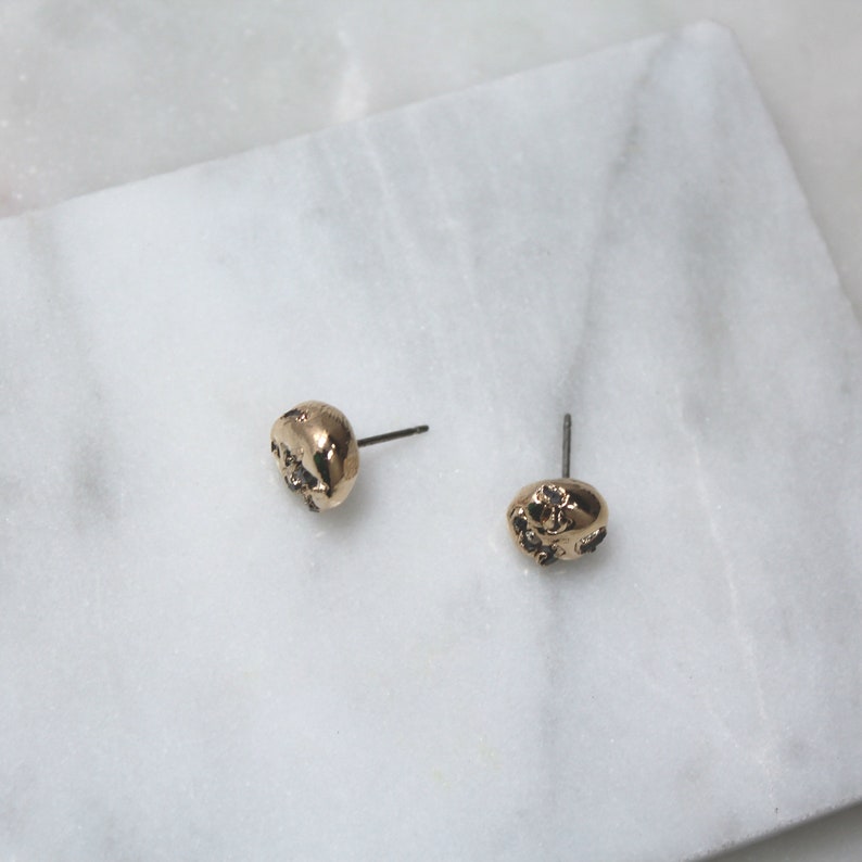 herkimer diamond studs, diamond earrings, herkimer diamond, gold stud earrings, electroformed, gifts for her image 3