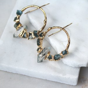 herkimer diamond earrings, raw crystal earrings, apatite earrings, post earrings, raw apatite, raw stone earrings image 4