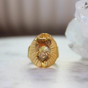 Oregon sunstone, sterling silver, gold dipped, statement ring, gift for her, Ooak