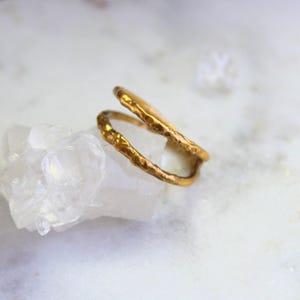 Waterproof, gold dipped ring, sterling silver, textured gold, statement ring, gift for her