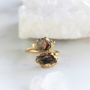 sunstone ring, raw stone, rough sunstone, raw gemstone jewelry, gold ring, organic jewelry, gift for her