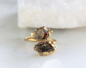 sunstone ring, raw stone, rough sunstone, raw gemstone jewelry, gold ring, organic jewelry, gift for her