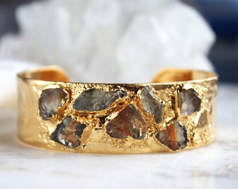 Oregon sunstone bracelet, cuff bracelet, raw crystal bracelet, gemstone cuff, stacking bracelet, gift for her