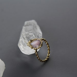 peruvian opal ring, pink stone, opal stacking ring, gold opal ring, raw stone jewelry image 4