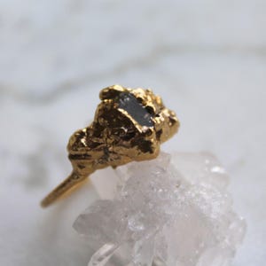 Herkimer diamond ring, crystal jewelry, open ring, gold ring