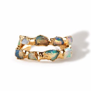 Raw Fire Opal Earrings: 18k Gold Dipped Hoops