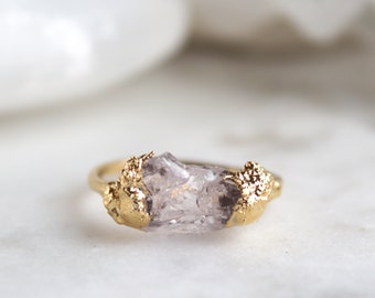 morganite ring, raw gemstone jewelry, pink stone, march birthstone, beryl ring