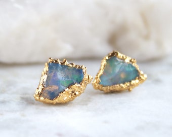 opal earrings, fire opal studs, opal stud earrings, gold earrings, gold stud earrings, opal studs, gifts for her