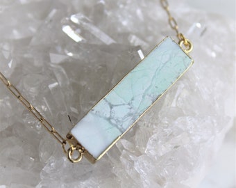 Howlite Necklace, Layering Jewelry, Mint green stone, Gift for her, Organic jewelry