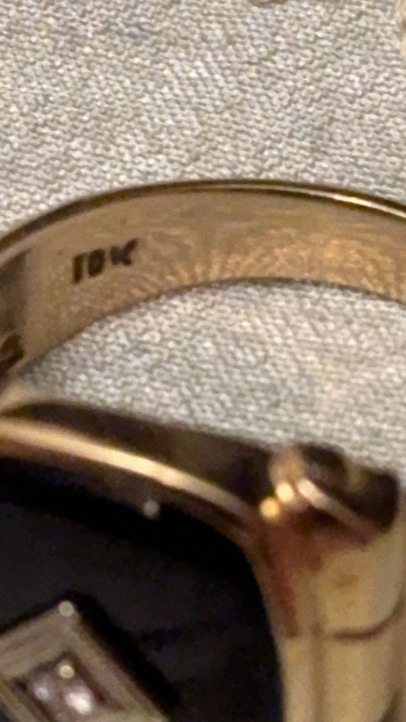 Vintage 10k Gold 1940’s Men’s Ring- Genuine Onyx … - image 3