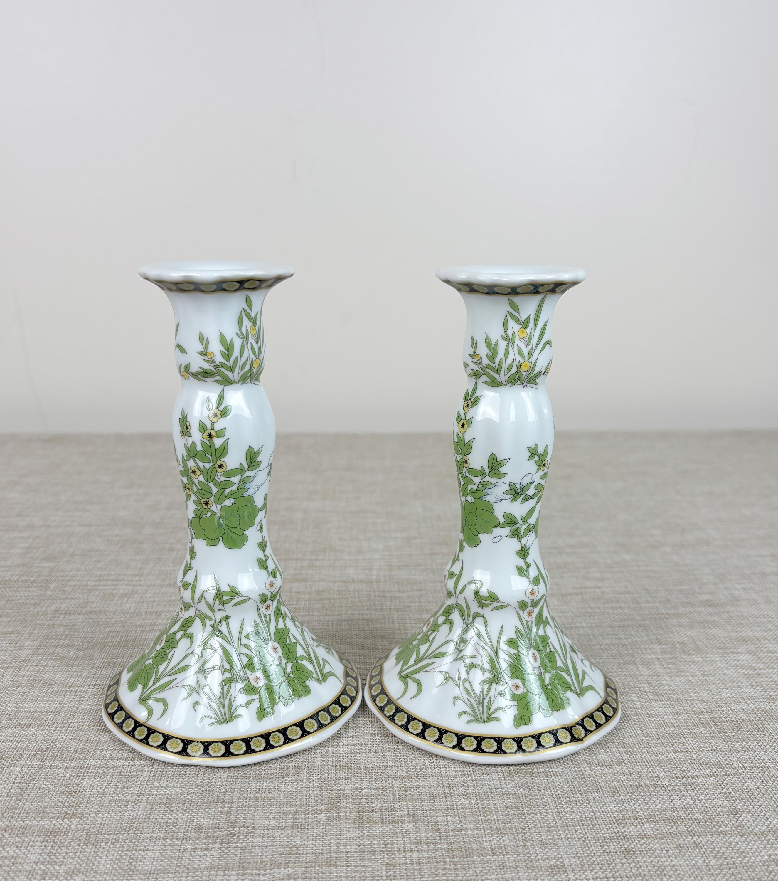 French Chamber Candle Holder Decore a la Main Hand Painted