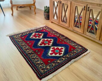 Bohemian rug , Area rug , Turkish rug,  Vintage rug, Wool carpet, Handmade rug , Carpet  Turkish carpet 84x120cm