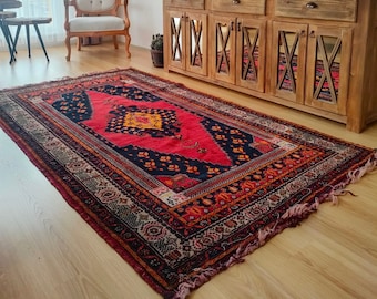 Bohemian rug , Area rug , Turkish rug,  Vintage rug, Wool carpet, Handmade rug , Carpet  Turkish carpet 140x260cm