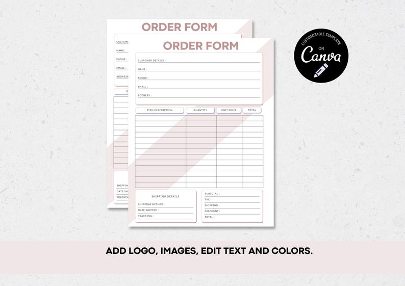 Editable Order Form Canva Template | Printable Order Form for Small ...