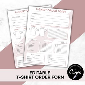 T-Shirt Order Form Template: Editable Canva Form (Instant Download)