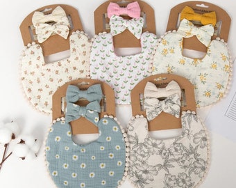 Baby Bib & Bow Headband Set, Baby Girl Gift, Baby Shower