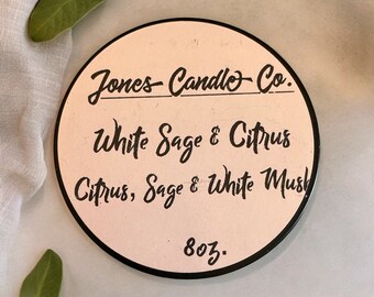 Soy Wax Wood Wick Candle White Sage and Citrus