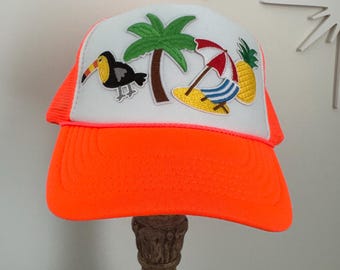 Patch Trucker Hat: Beach Tropical Summer Style