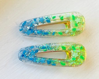 Personalized Resin and Glitter Hair Clips, Barrettes, and Pins