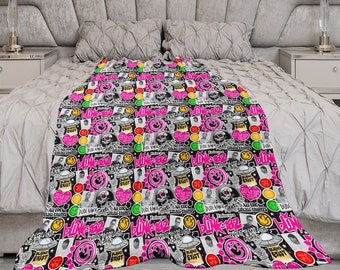 Pop Punk Paradise: Pink Blink-182 Kingsize (70" x 80") Blanket