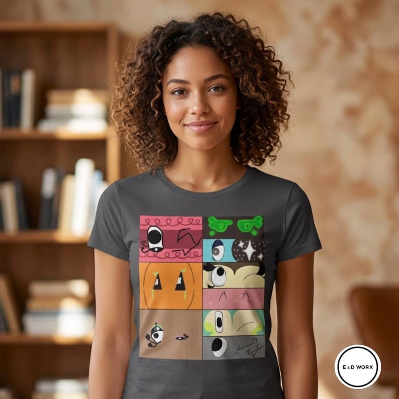 Laila’s vault: Hand Drawn Dandys World characters eyes tshirt design bild 3