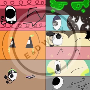 Laila’s vault: Hand Drawn Dandys World characters eyes tshirt design bild 4