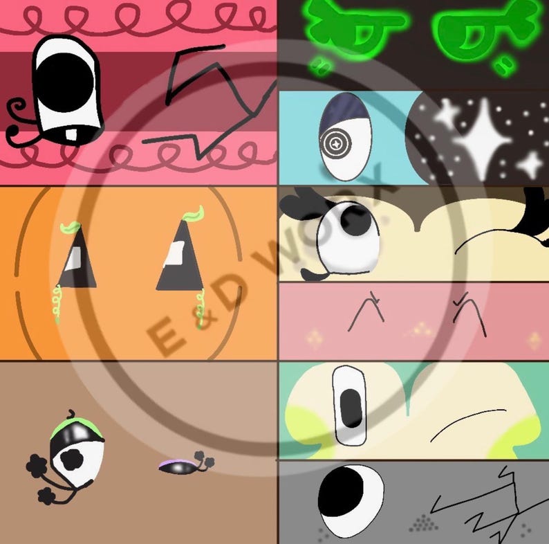 Laila’s vault: Hand Drawn Dandys World characters eyes tshirt design bild 4