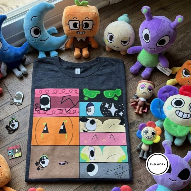 Laila’s vault: Hand Drawn Dandys World characters eyes tshirt design bild 1