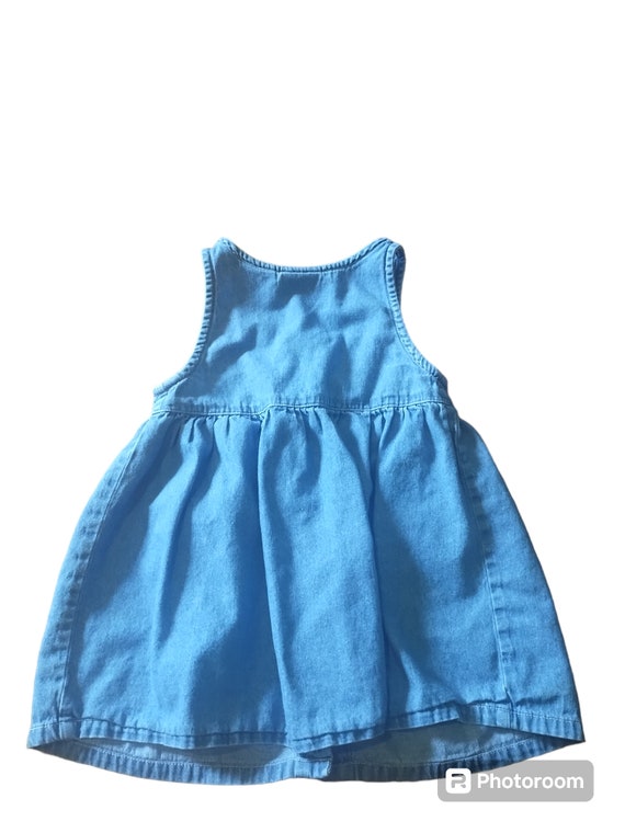 vintage denim toddler girl dress size 3T party ba… - image 4