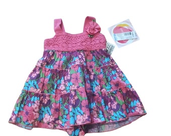 vintage pink floral baby dress size 12 NWT deadstock